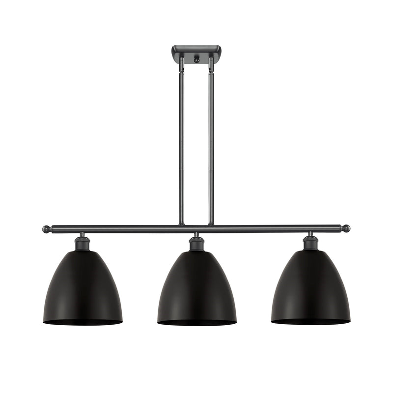 Innovations Bristol 36in 3-Light Island Light | Industrial Farmhouse Matte Black Steel and Cast Brass with Matte Black Metal | Model 516-3I-BK-MBD-9-BK