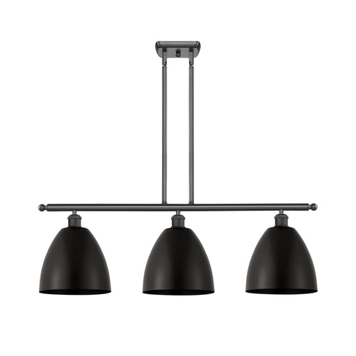 Innovations Bristol 36in 3-Light Island Light | Industrial Matte Black Steel and Cast Brass with Matte Black Metal Shade | Model 516-3I-BK-MBD-9-BK-LED