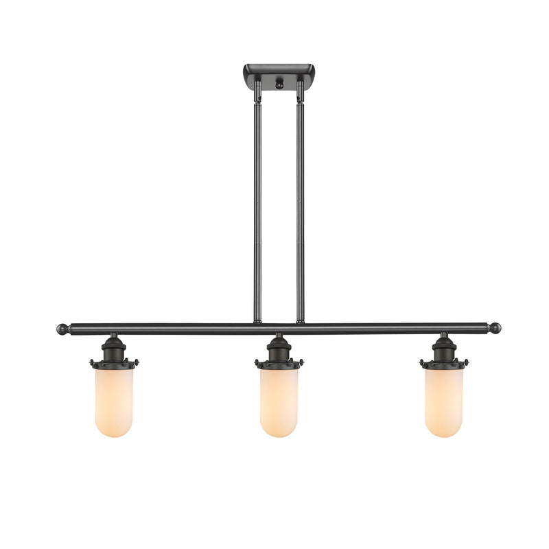 Innovations Kingsbury 36in 3-Light Island Light | Industrial Oil Rubbed Bronze Steel and Matte White Glass | Kitchen Island & | Model 516-3I-OB-CE231-W