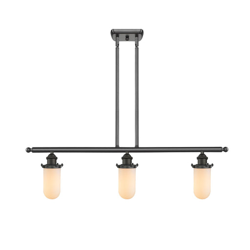Innovations Kingsbury 36in 3-Light Island Light | Industrial Oil Rubbed Bronze Steel and Matte White Glass | Kitchen Island & | Model 516-3I-OB-CE231-W