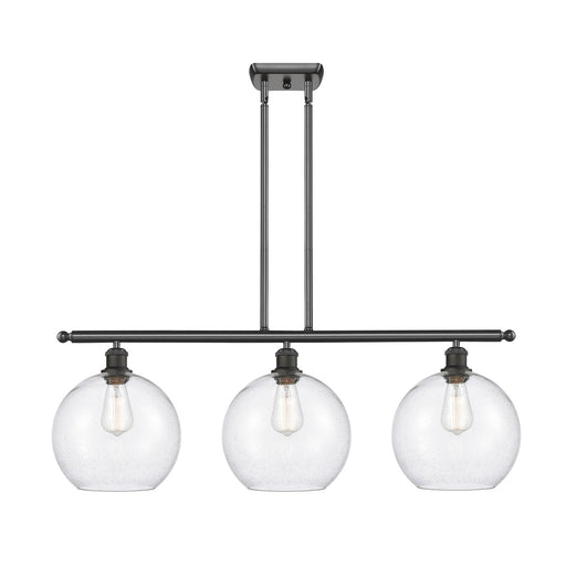 Innovations Athens 37in 3-Light Island Light | Industrial Oil Rubbed Bronze Steel and Seedy Glass | Kitchen Island & Dining Room | Model 516-3I-OB-G124-10
