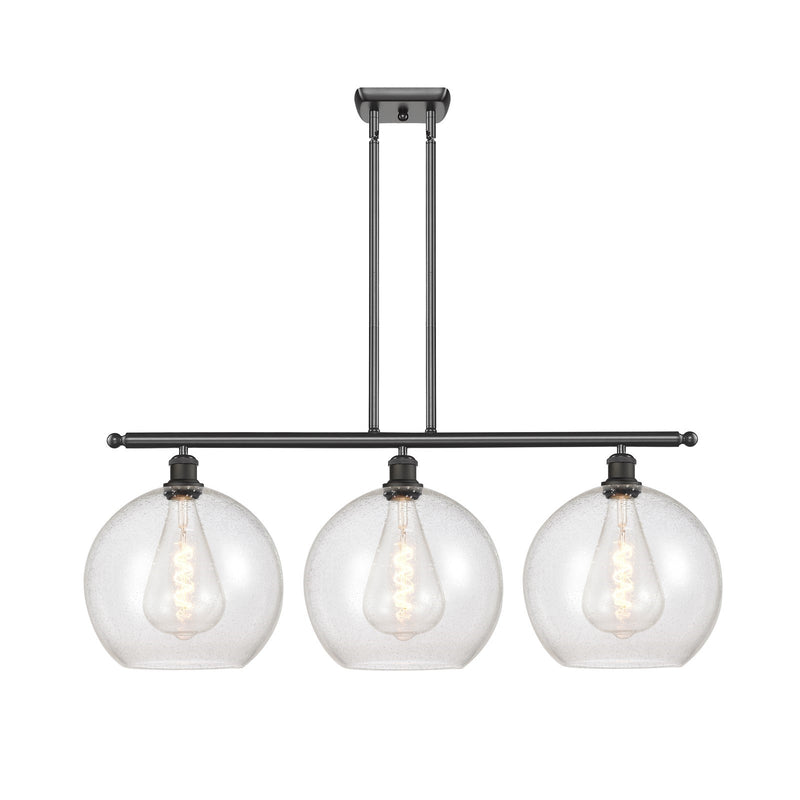 Innovations Athens 38in 3-Light Island Light | Industrial Oil Rubbed Bronze Steel and Seedy Glass | Kitchen Island & Dining Room | Model 516-3I-OB-G124-12