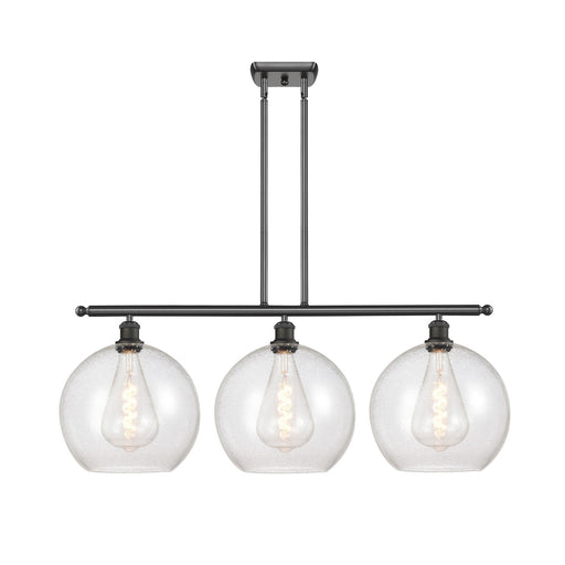 Innovations Athens 38in 3-Light Island Light | Industrial Oil Rubbed Bronze Steel and Seedy Glass | Kitchen Island & Dining Room | Model 516-3I-OB-G124-12
