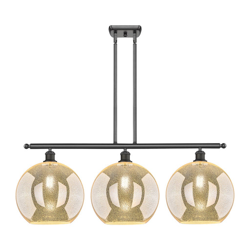 Innovations Athens 38in 3-Light Island Light | Industrial Oil Rubbed Bronze Steel and Mercury Glass | Kitchen Island & Dining | Model 516-3I-OB-G128-12