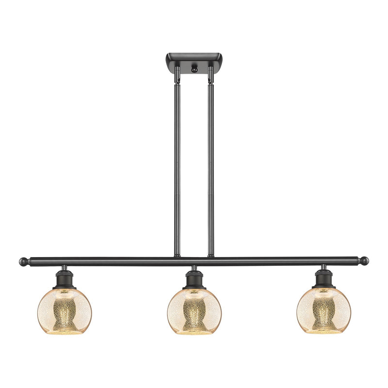 Innovations Athens 36in 3-Light Island Light | Industrial Oil Rubbed Bronze Steel and Mercury Glass | Kitchen Island & Dining | Model 516-3I-OB-G128-6