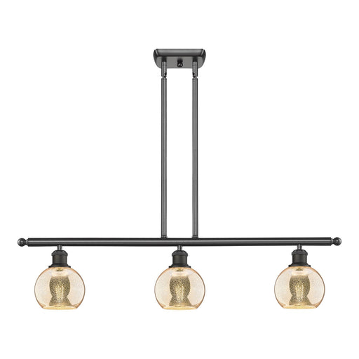 Innovations Athens 36in 3-Light Island Light | Industrial Oil Rubbed Bronze Steel and Mercury Glass | Kitchen Island & Dining | Model 516-3I-OB-G128-6