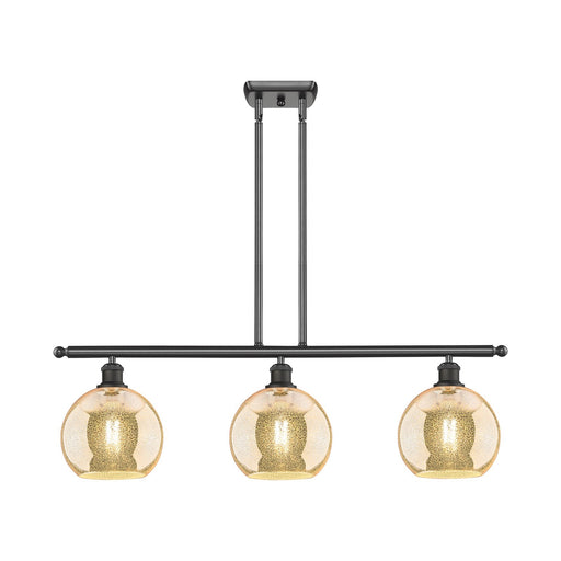 Innovations Athens 36in 3-Light Island Light | Industrial Oil Rubbed Bronze Steel and Mercury Glass | Kitchen Island & Dining | Model 516-3I-OB-G128-8