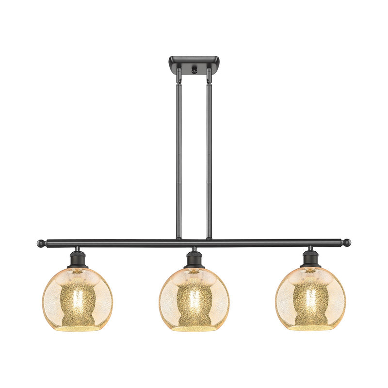 Innovations Athens 36in 3-Light Island Light | Industrial Oil Rubbed Bronze Steel and Mercury Glass | Kitchen Island & Dining | Model 516-3I-OB-G128-8