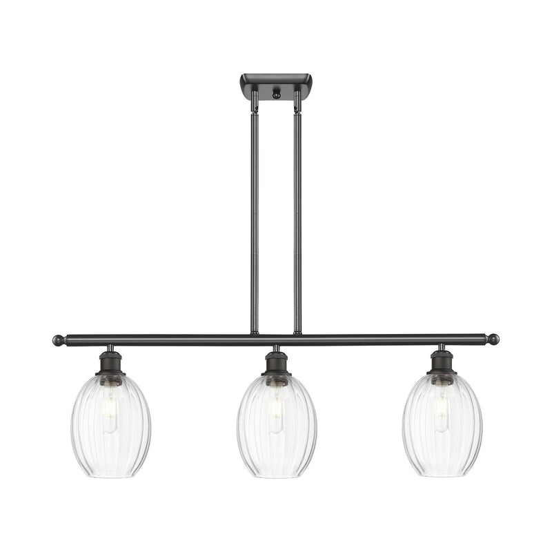 Innovations Preston Bulb 36in 3-Light Island Light | Industrial Oil Rubbed Bronze Steel and Clear Glass | Kitchen Island & | Model 516-3I-OB-G459-6CL