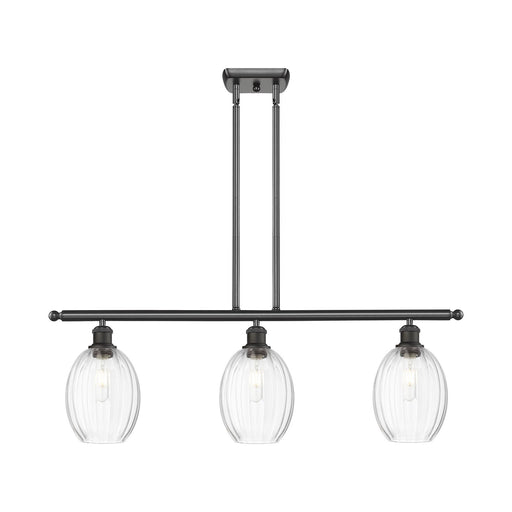 Innovations Preston Bulb 36in 3-Light Island Light | Industrial Oil Rubbed Bronze Steel and Clear Glass | Kitchen Island & | Model 516-3I-OB-G459-6CL