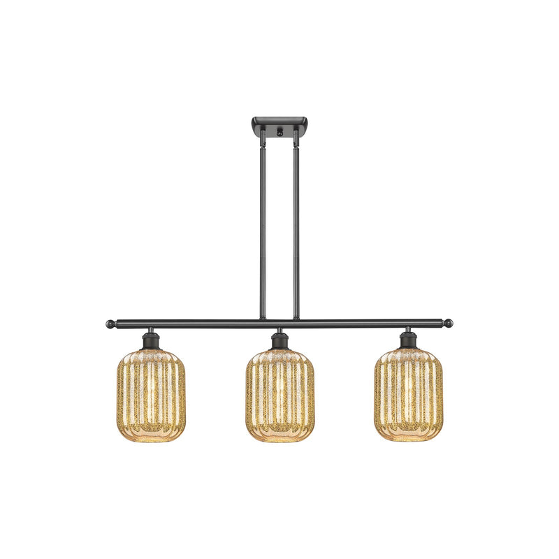 Innovations Preston Cylinder 36in 3-Light Island Light | Industrial Oil Rubbed Bronze Steel and Mercury Glass | Kitchen Island | Model 516-3I-OB-G460-7ME