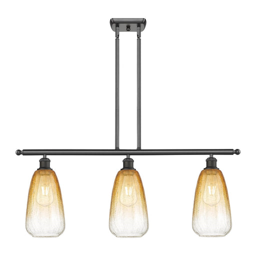 Innovations Brookhaven Almond 36in 3-Light Island Light | Industrial Oil Rubbed Bronze Steel and Amber Glass | Kitchen Island & | Model 516-3I-OB-G480-6AM