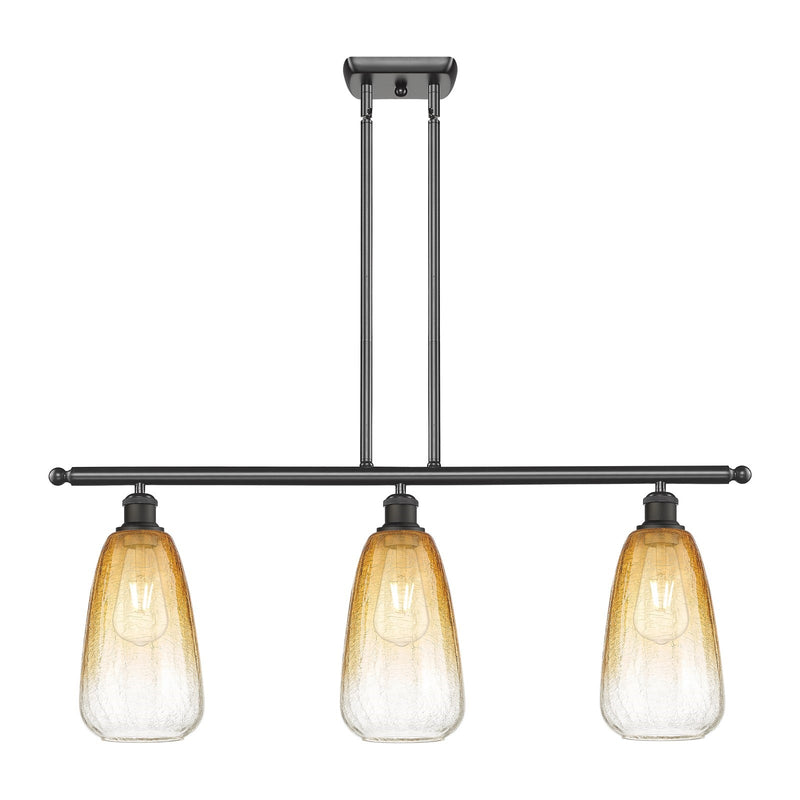 Innovations Brookhaven Almond 36in 3-Light Island Light | Industrial Oil Rubbed Bronze Steel and Amber Glass | Kitchen Island & | Model 516-3I-OB-G480-6AM