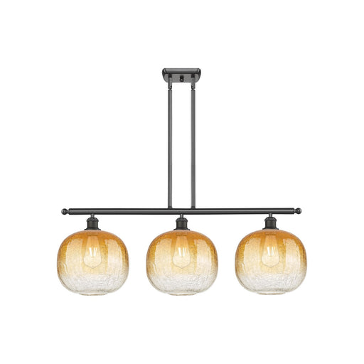 Innovations Brookhaven Sphere 37in 3-Light Island Light | Industrial Oil Rubbed Bronze Steel and Amber Glass | Kitchen Island | Model 516-3I-OB-G481-10AM