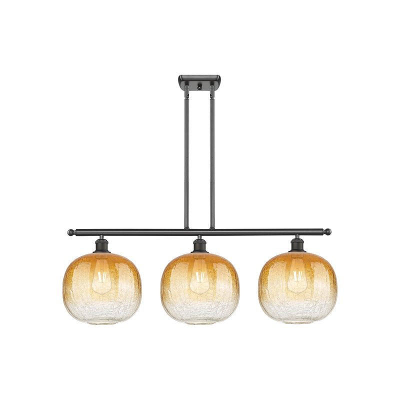 Innovations Brookhaven Sphere 37in 3-Light Island Light | Industrial Oil Rubbed Bronze Steel and Amber Glass | Kitchen Island | Model 516-3I-OB-G481-10AM