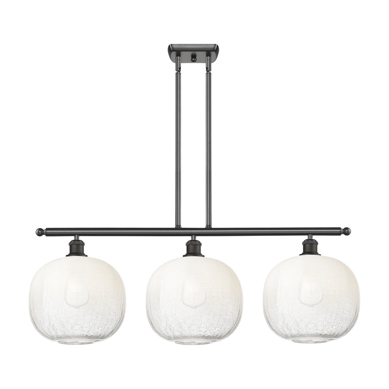 Innovations Brookhaven Sphere 37in 3-Light Island Light | Industrial Oil Rubbed Bronze Steel and Opal Glass | Kitchen Island & | Model 516-3I-OB-G481-10OP