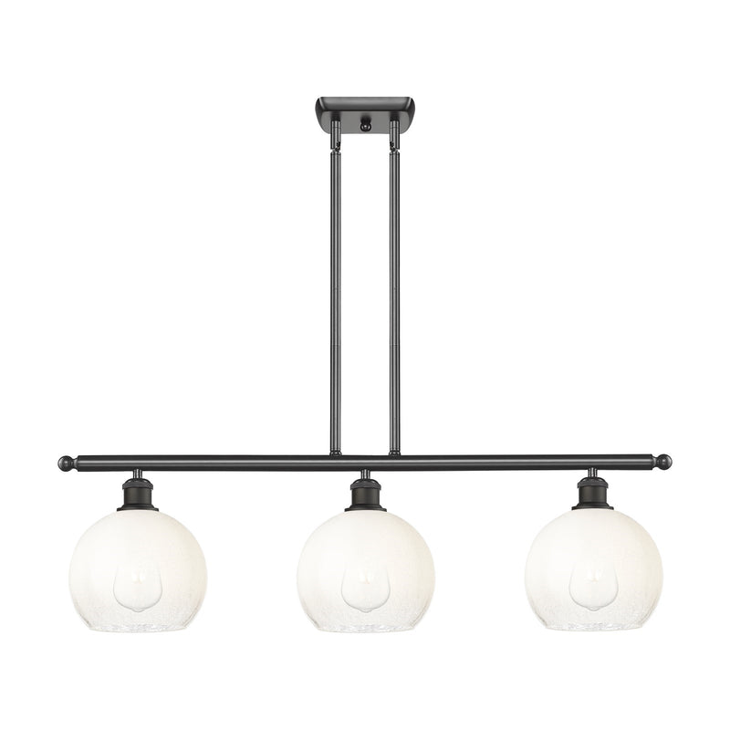 Innovations Brookhaven Globe 36in 3-Light Island Light | Industrial Oil Rubbed Bronze Steel and Opal Glass | Kitchen Island & | Model 516-3I-OB-G483-8OP
