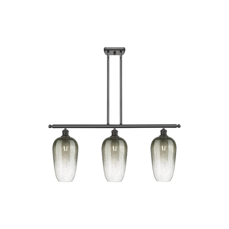 Innovations Brookhaven Flute 36in 3-Light Island Light | Industrial Oil Rubbed Bronze Steel and Slate Glass | Kitchen Island & | Model 516-3I-OB-G484-7SL