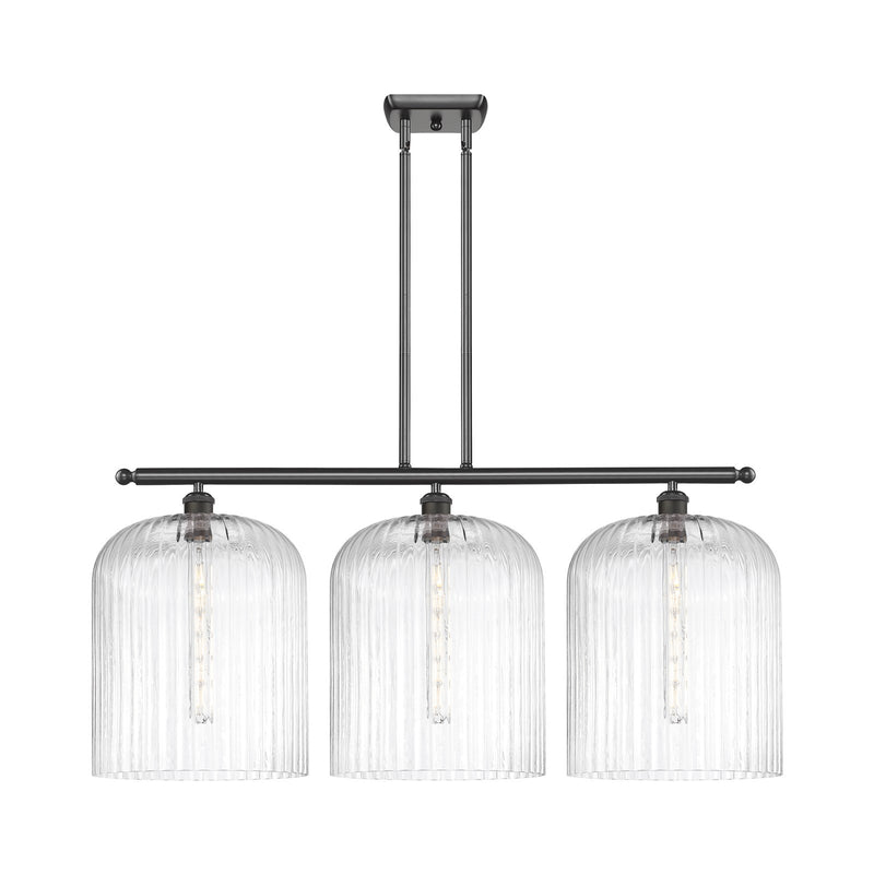 Innovations Bridal Veil 36in 3-Light Island Light | Art Nouveau Oil Rubbed Bronze Steel and Clear Ribbed Glass | Kitchen & | Model 516-3I-OB-G559-12CL