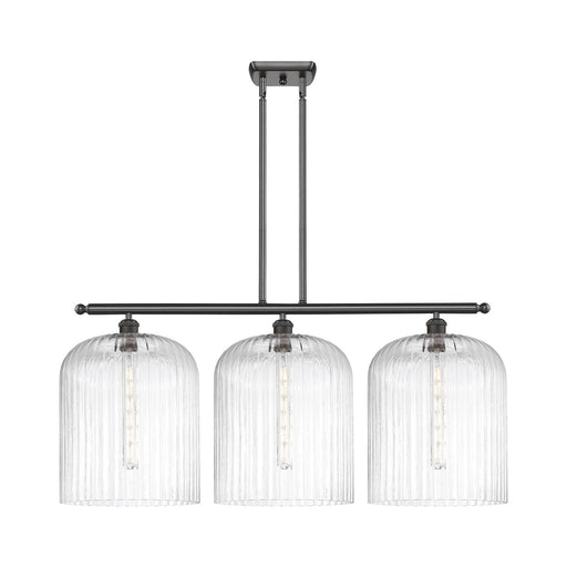 Innovations Bridal Veil 36in 3-Light Island Light | Art Nouveau Oil Rubbed Bronze Steel and Clear Ribbed Glass | Kitchen & | Model 516-3I-OB-G559-12CL