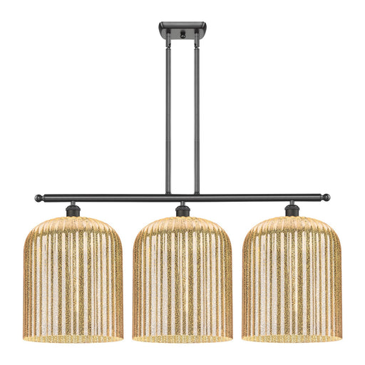 Innovations Bridal Veil 36in 3-Light Island Light | Art Nouveau Oil Rubbed Bronze Steel and Mercury Ribbed Glass | Kitchen | Model 516-3I-OB-G559-12ME