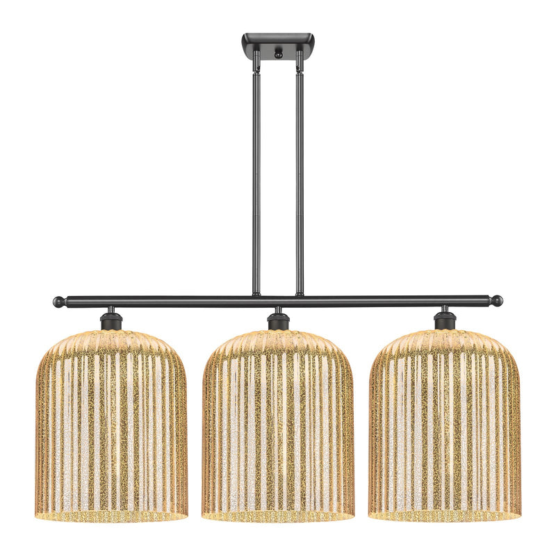 Innovations Bridal Veil 36in 3-Light Island Light | Art Nouveau Oil Rubbed Bronze Steel and Mercury Ribbed Glass | Kitchen | Model 516-3I-OB-G559-12ME