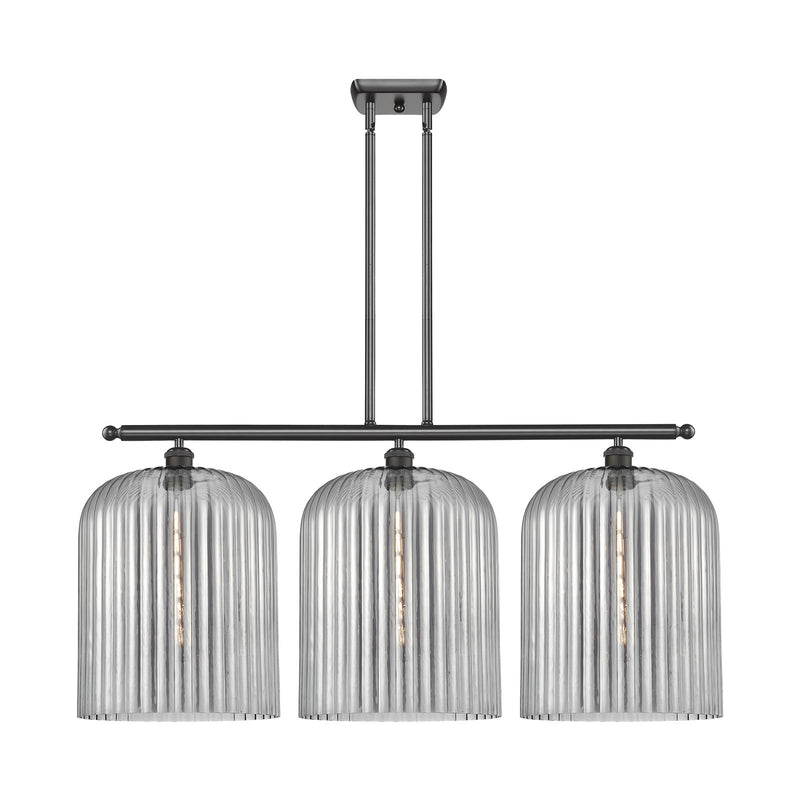 Innovations Bridal Veil 36in 3-Light Island Light | Art Nouveau Oil Rubbed Bronze Steel and Light Smoke Ribbed Glass | Kitchen | Model 516-3I-OB-G559-12SM