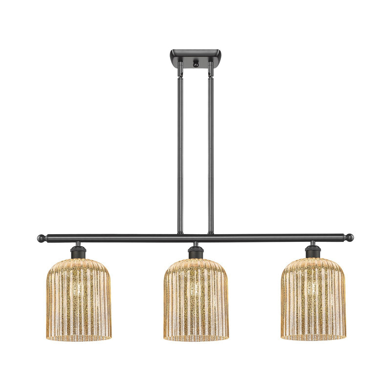Innovations Bridal Veil 36in 3-Light Island Light | Art Nouveau Oil Rubbed Bronze Steel and Mercury Ribbed Glass | Kitchen | Model 516-3I-OB-G559-8ME