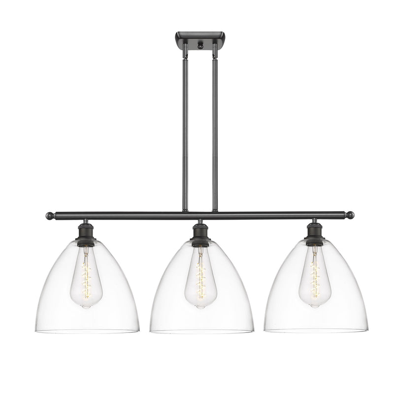 Innovations Bristol 39in 3-Light Island Light | Industrial Oil Rubbed Bronze Steel and Clear Glass | Kitchen Island & Dining | Model 516-3I-OB-GBD-122