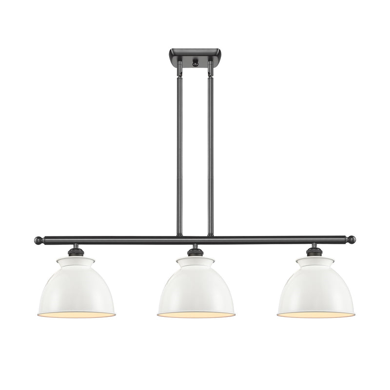 Innovations Adirondack 36in 3-Light Island Light | Industrial Farmhouse Oil Rubbed Bronze Steel and Glossy White Metal Shade | Model 516-3I-OB-M14-W-LED