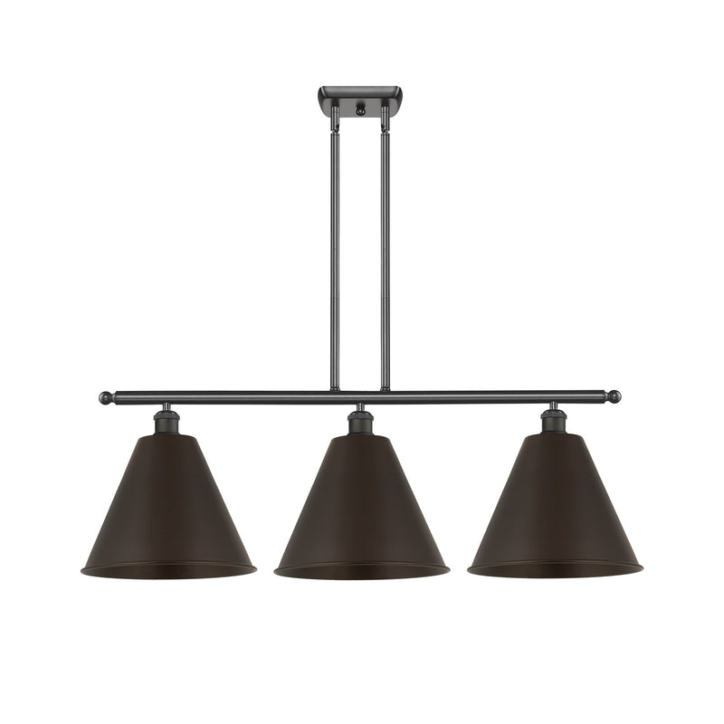 Innovations Berkshire 39in 3-Light Island Light | Industrial Oil Rubbed Bronze Steel and Cast Brass | Kitchen Island & | Model 516-3I-OB-MBC-12-OB-LED