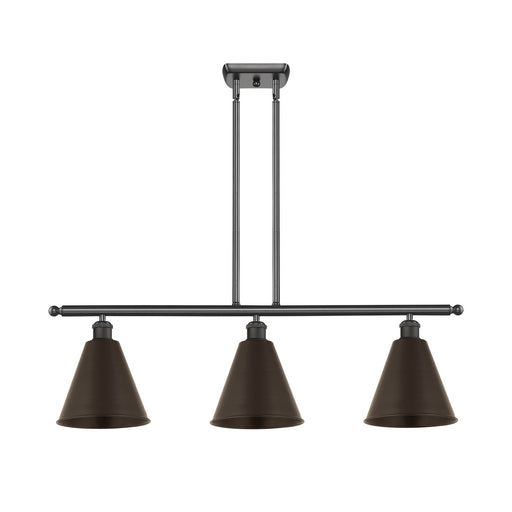 Innovations Berkshire 36in 3-Light Island Light | Industrial Farmhouse Oil Rubbed Bronze Steel and Cast Brass with Metal Shade | Model 516-3I-OB-MBC-8-OB