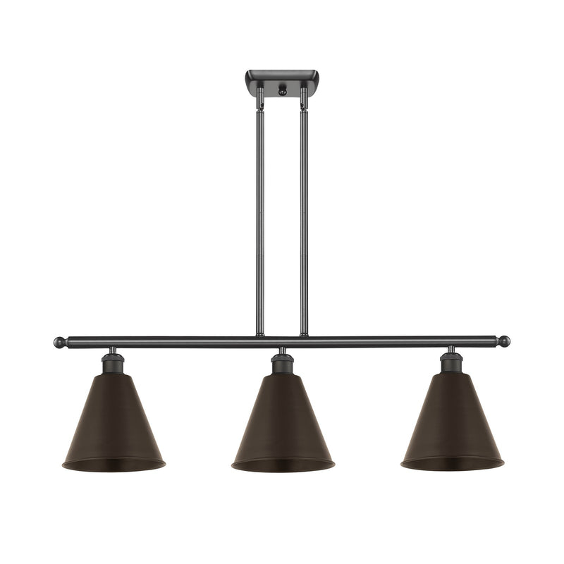 Innovations Berkshire Metal 36in 3-Light Island Light | Industrial Farmhouse Oil Rubbed Bronze Steel and Cast Brass | Model 516-3I-OB-MBC-8-OB-LED