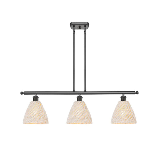 Innovations Bristol Natural 36in 3-Light Island Light | Farmhouse Oil Rubbed Bronze and Natural Fiber Dome Shade | Kitchen | Model 516-3I-OB-NBD-75-NAT