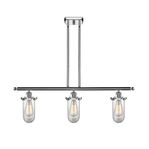 Innovations Kingsbury 36in 3-Light Island Light | Industrial Polished Chrome and Clear Glass | Kitchen Island & Dining Room | Model 516-3I-PC-CE231-CL