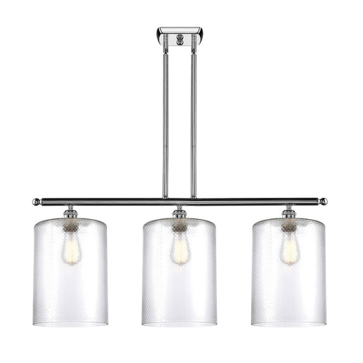 Innovations Cobbleskill 36in 3-Light Island Light | Industrial Polished Chrome Steel and Clear Glass | Kitchen Island & Dining | Model 516-3I-PC-G112-L