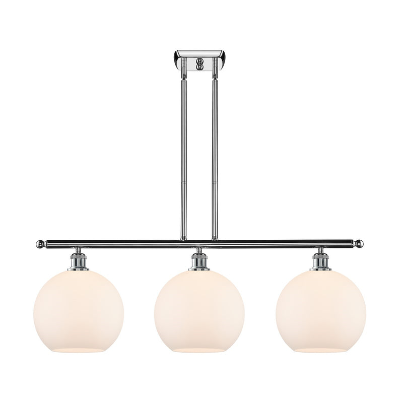 Innovations Athens 37in 3-Light Island Light | Industrial Polished Chrome and Matte White Glass | Kitchen Island & Dining Room | Model 516-3I-PC-G121-10