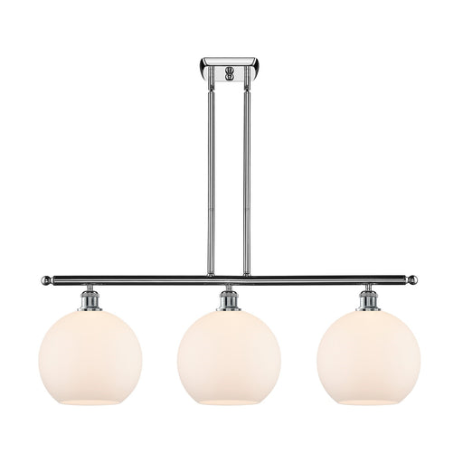 Innovations Athens 37in 3-Light Island Light | Industrial Polished Chrome and Matte White Glass | Kitchen Island & Dining Room | Model 516-3I-PC-G121-10