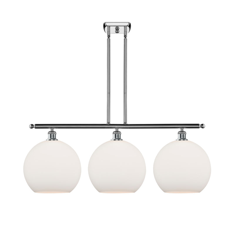 Innovations Athens 38in 3-Light Island Light | Industrial Polished Chrome Steel and Matte White Glass | Kitchen Island & Dining | Model 516-3I-PC-G121-12