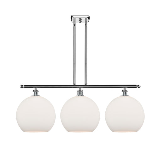 Innovations Athens 38in 3-Light Island Light | Industrial Polished Chrome Steel and Matte White Glass | Kitchen Island & Dining | Model 516-3I-PC-G121-12