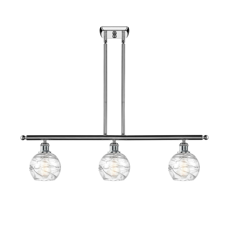 Innovations Athens Deco Swirl 36in 3-Light Island Light | Industrial Polished Chrome and Clear Glass | Kitchen Island & Dining | Model 516-3I-PC-G1213-6CL