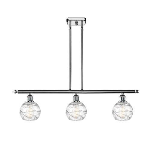 Innovations Athens Deco Swirl 36in 3-Light Island Light | Industrial Polished Chrome and Clear Glass | Kitchen Island & Dining | Model 516-3I-PC-G1213-6CL