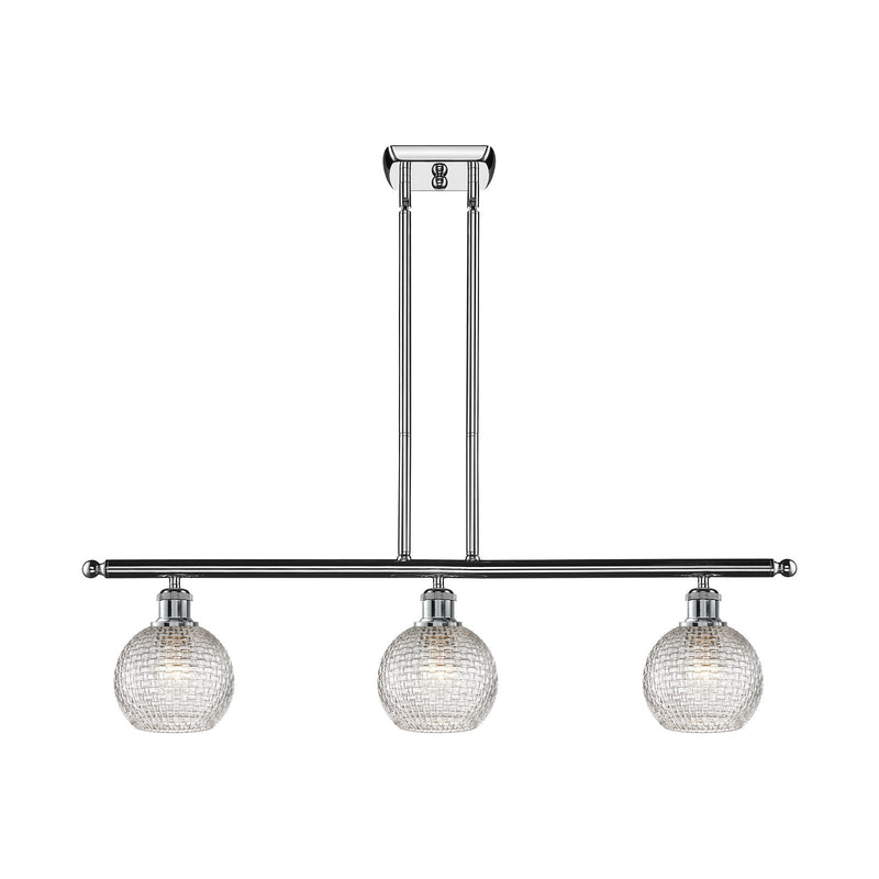 Innovations Athens 36in 3-Light Island Light | Modern Farmhouse Polished Chrome and Clear Basket Weave Glass | Kitchen Island | Model 516-3I-PC-G122C-6CL