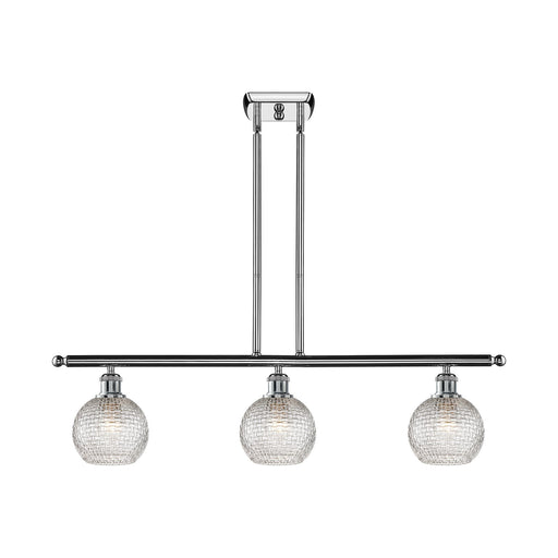 Innovations Athens 36in 3-Light Island Light | Modern Farmhouse Polished Chrome and Clear Basket Weave Glass | Kitchen Island | Model 516-3I-PC-G122C-6CL