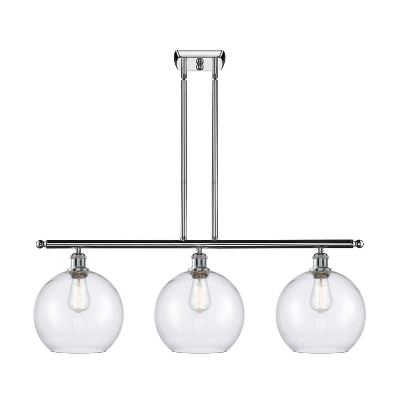 Innovations Athens 36.5in 3-Light Island Light | Industrial Polished Chrome Steel and Seedy Glass | Kitchen Island & Dining Room | Model 516-3I-PC-G124-10