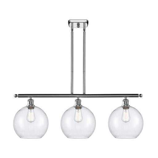 Innovations Athens 36.5in 3-Light Island Light | Industrial Polished Chrome Steel and Seedy Glass | Kitchen Island & Dining Room | Model 516-3I-PC-G124-10