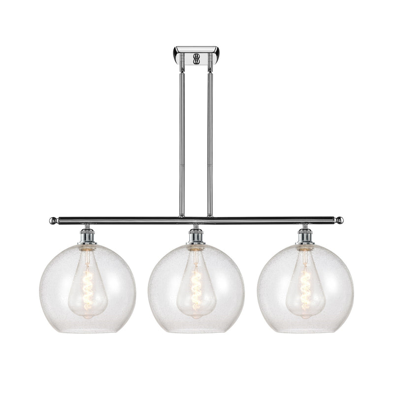 Innovations Athens 38in 3-Light Island Light | Industrial Polished Chrome Steel and Seedy Glass | Kitchen Island & Dining Room | Model 516-3I-PC-G124-12