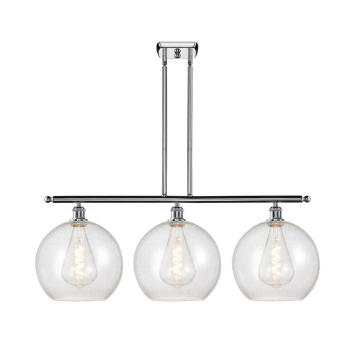 Innovations Athens 38in 3-Light Island Light | Industrial Polished Chrome Steel and Seedy Glass | Kitchen Island & Dining Room | Model 516-3I-PC-G124-12