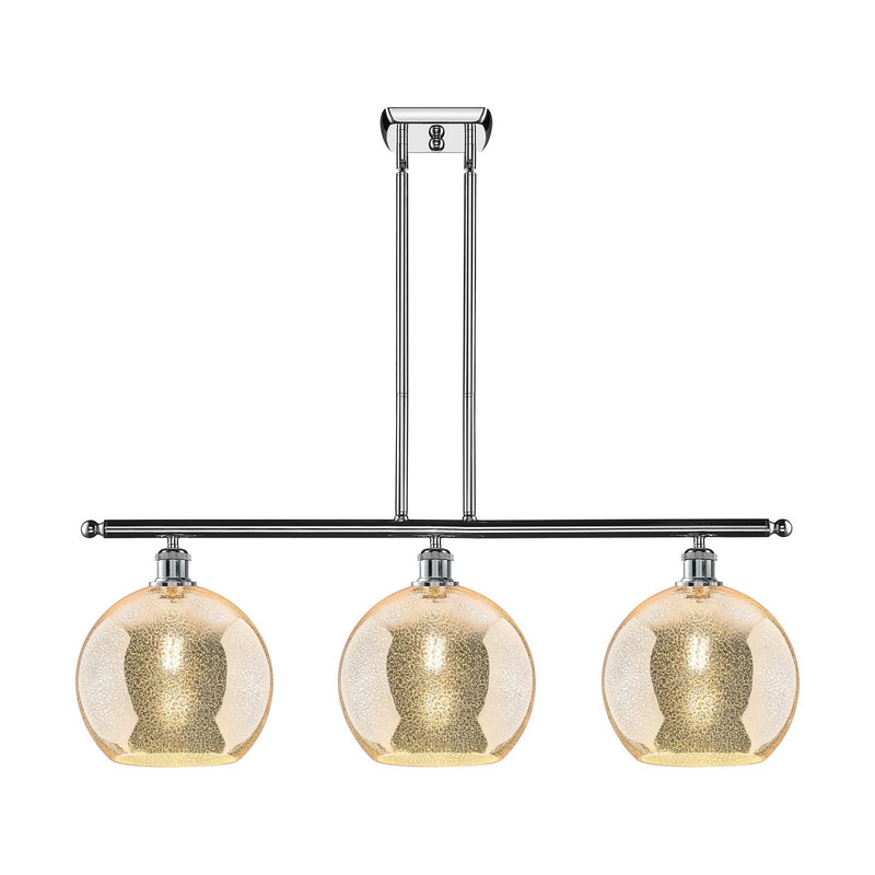 Innovations Athens 36.5in 3-Light Island Light | Industrial Modern Polished Chrome and Mercury Glass | Kitchen Island & Dining | Model 516-3I-PC-G128-10