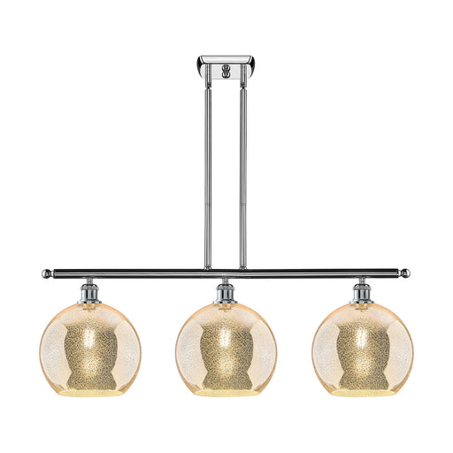 Innovations Athens 36.5in 3-Light Island Light | Industrial Modern Polished Chrome and Mercury Glass | Kitchen Island & Dining | Model 516-3I-PC-G128-10